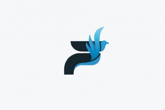 طراحی لوگو با ترکیب مونوگرام F و پرنده 